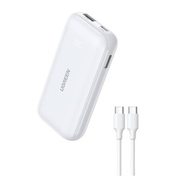 UGREEN 10000mAh PD-30WTwo-way شحن سريع شاحن متنقل أبيض