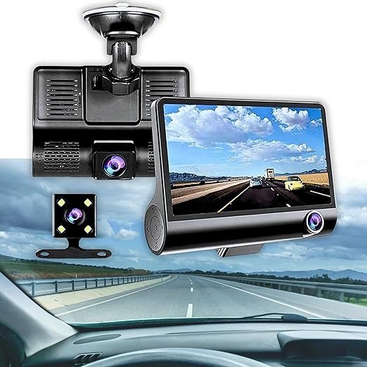 Qubo Drumstone 3 Channel Dash Cam مع ليلي Vision (1080p)