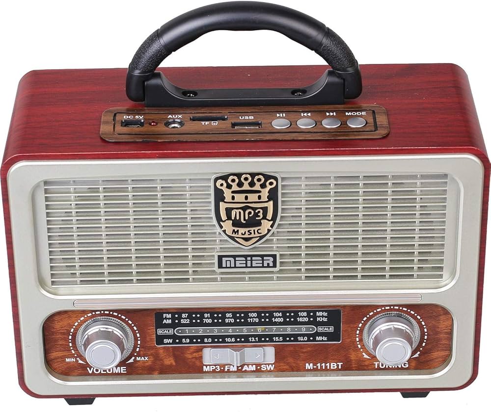 Meier M-111bt راديو — محمول Am/FM راديو مع بلوتوث & شحن Functions, Supports TF Card, Aux, USB, و MP3 Player