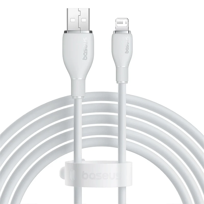 كابل بيسوس بودينج للشحن السريع – USB-A إلى Lightning – بطول 2 متر – أبيض / أسود-أبيض