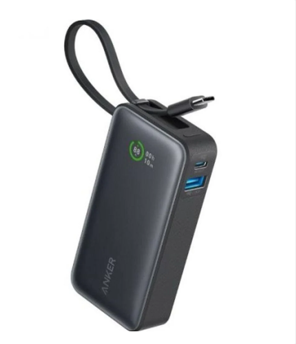 باور بنك أنكر نانو - 10,000 مللي أمبير، 30 واط مع كابل USB-C مدمج