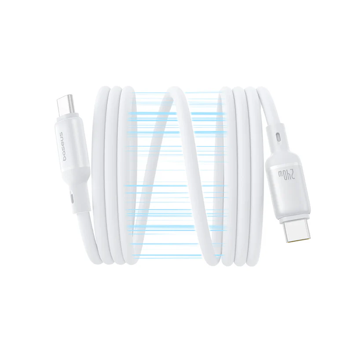 كابل بيسوس المغناطيسي USB-C إلى USB-C – بطول 1 متر – قدرة شحن حتى 240 واط – ألوان متعددة-أبيض