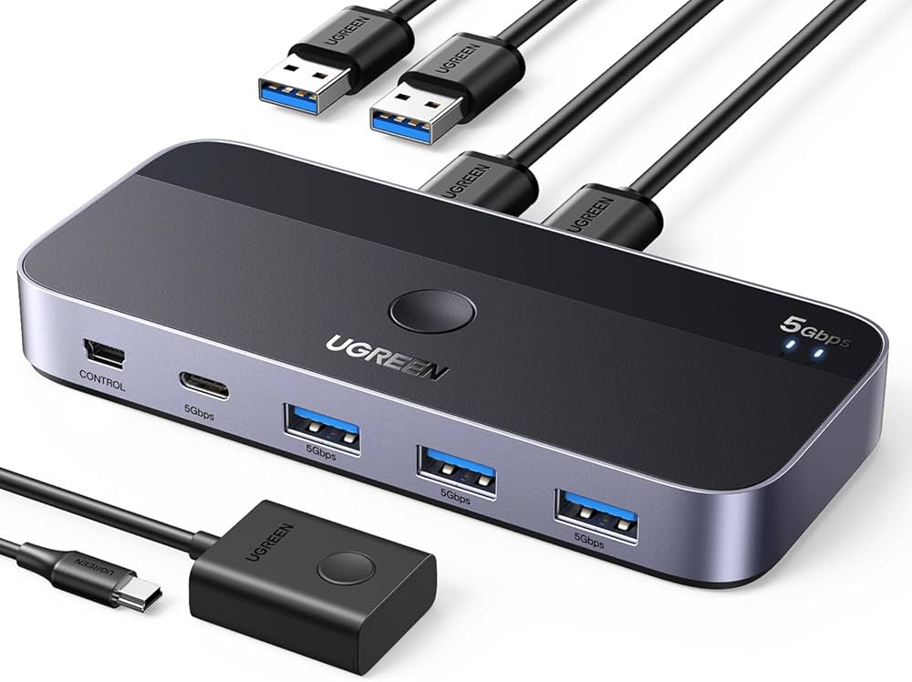UGREEN USB 3.0 Sharing Switch 2 In 4 Out أسود