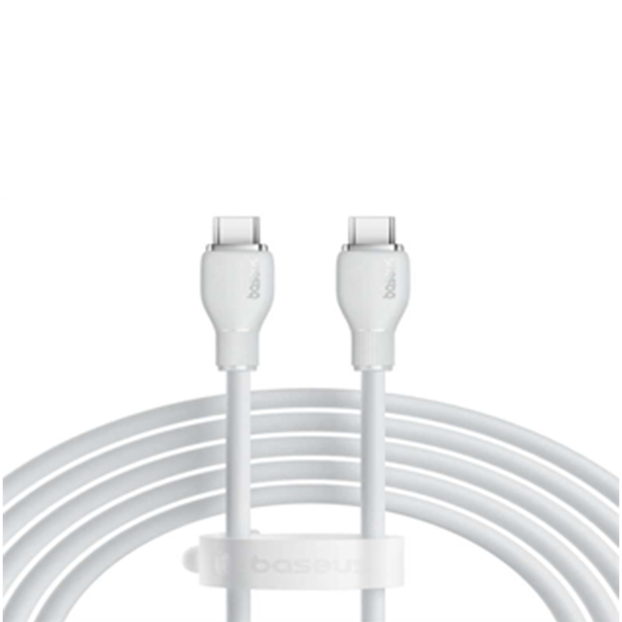 كابل بيسوس بودينج للشحن السريع – USB-C إلى USB-C – بطول 1.2 متر – أبيض لامع-أبيض