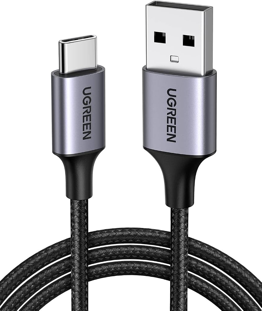 UGREEN USB-A 2.0 إلى كابل USB-C طلاء نيكل ألومنيوم Braid 1.5m (أسود) 18W
